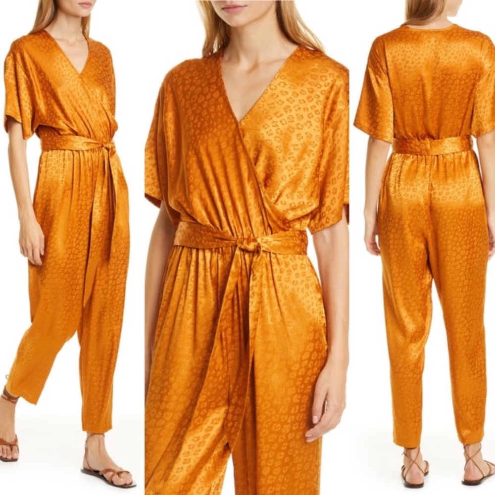 NWT Joie Tau Leopard Jumpsuit in Copper Sz Large - Picture 12 of 12